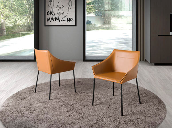 Chaise de salle à manger en cuir marron – Angel Cerdá 4144