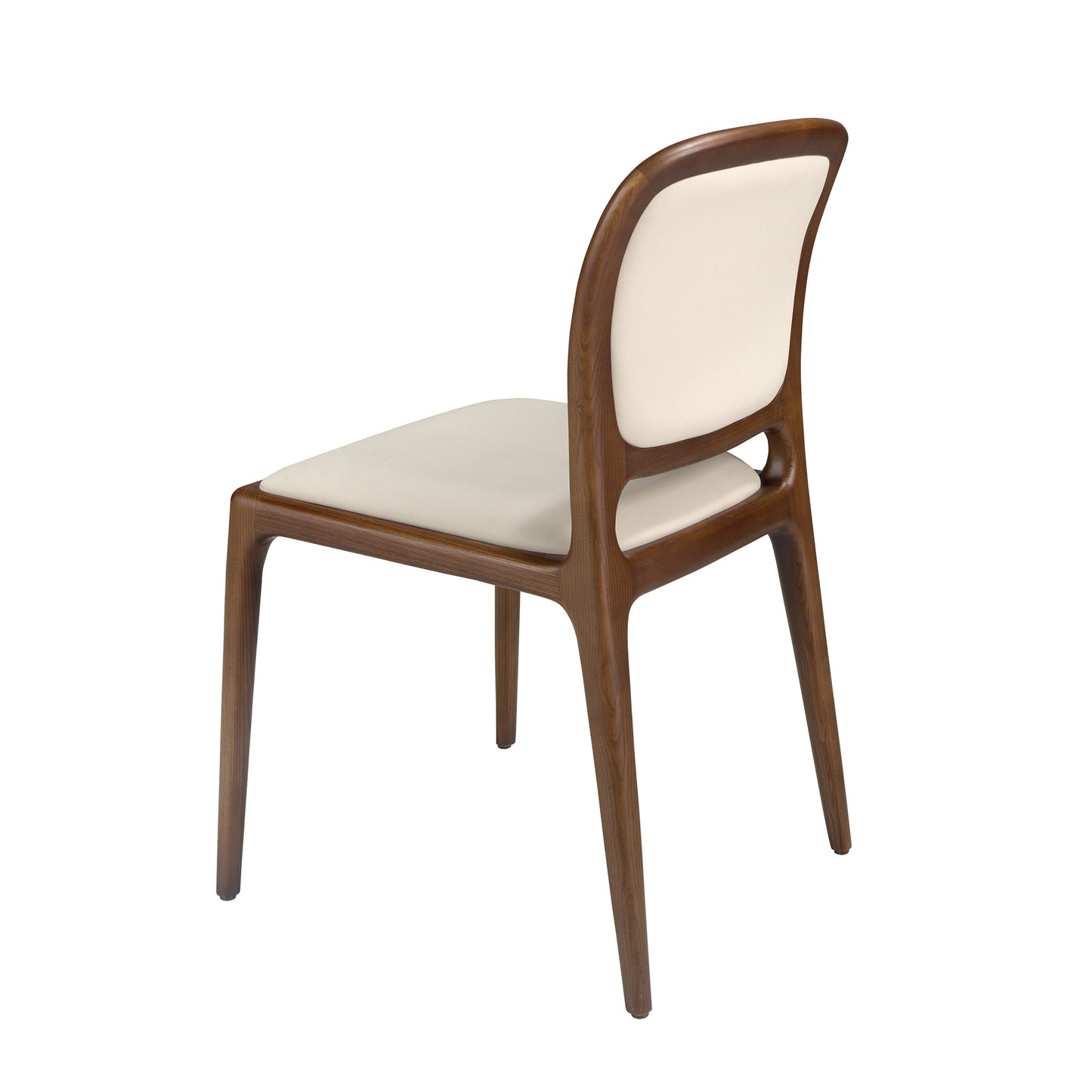 Chaise design en similicuir crème avec pieds en bois noyer – Angel Cerdá 4169