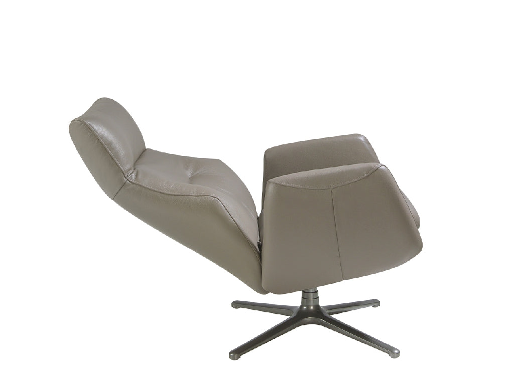 Fauteuil pivotant inclinable rembourré en cuir avec pieds en acier noirci 5092 Angel Cerdá