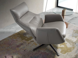 Fauteuil pivotant inclinable rembourré en cuir avec pieds en acier noirci 5092 Angel Cerdá