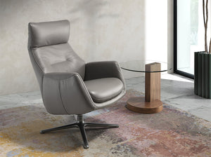 Fauteuil pivotant inclinable rembourré en cuir avec pieds en acier noirci 5092 Angel Cerdá