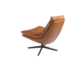 Fauteuil pivotant rembourré en cuir et structure en acier noir 5096 Angel Cerdá