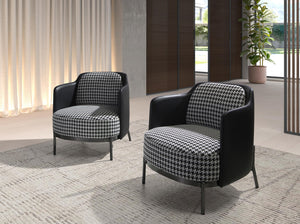 Fauteuil en tissu noir et blanc et similicuir noir 5139 Angel Cerdá