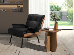 Fauteuil en similicuir noir et noyer 5140 Angel Cerdá