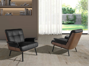 Fauteuil en similicuir noir et noyer 5140 Angel Cerdá