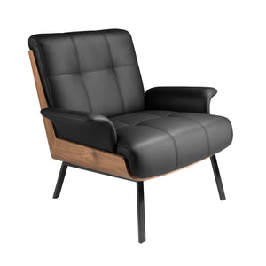 Fauteuil en similicuir noir et noyer 5140 Angel Cerdá