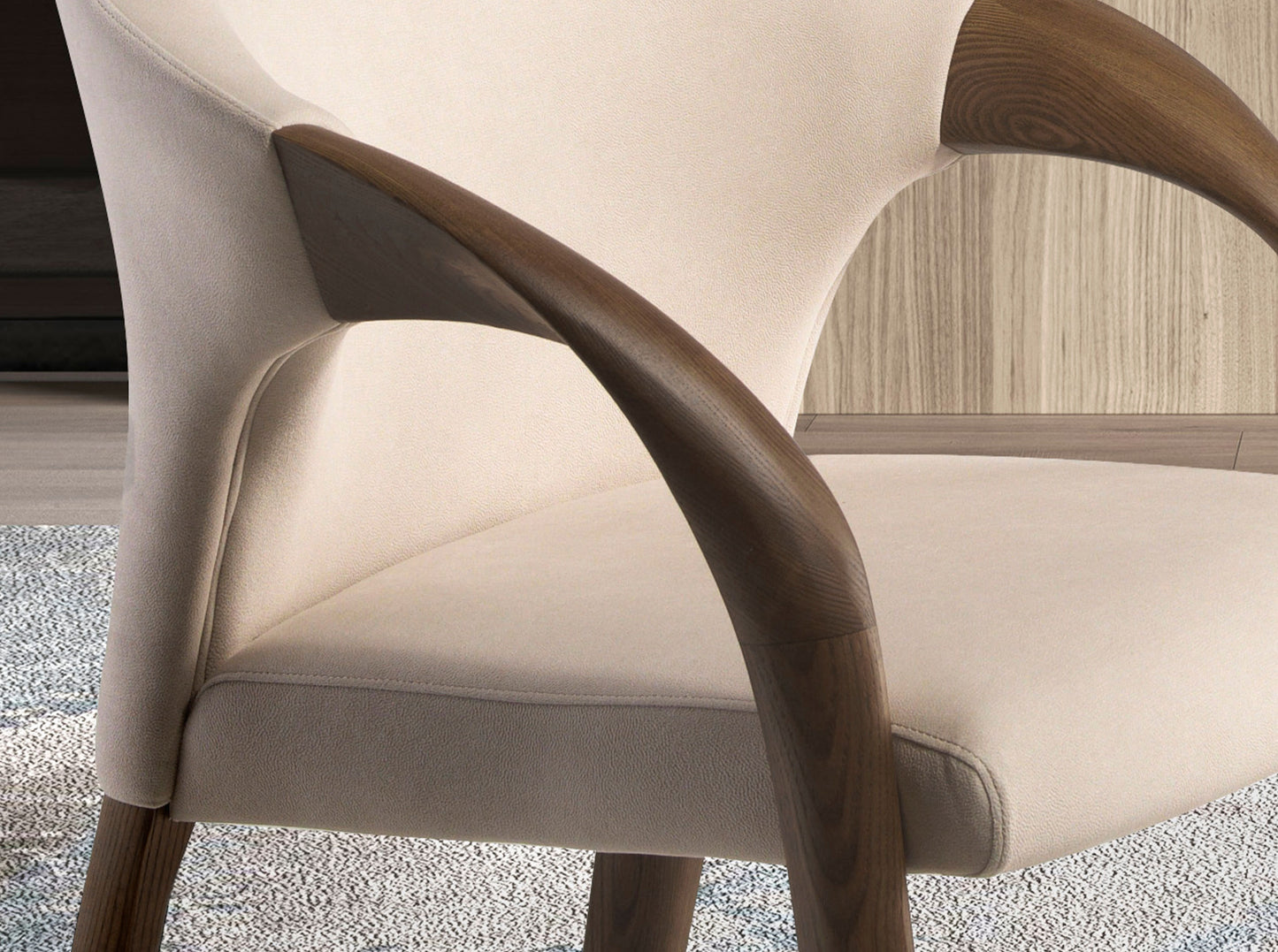 Chaise en velours crème