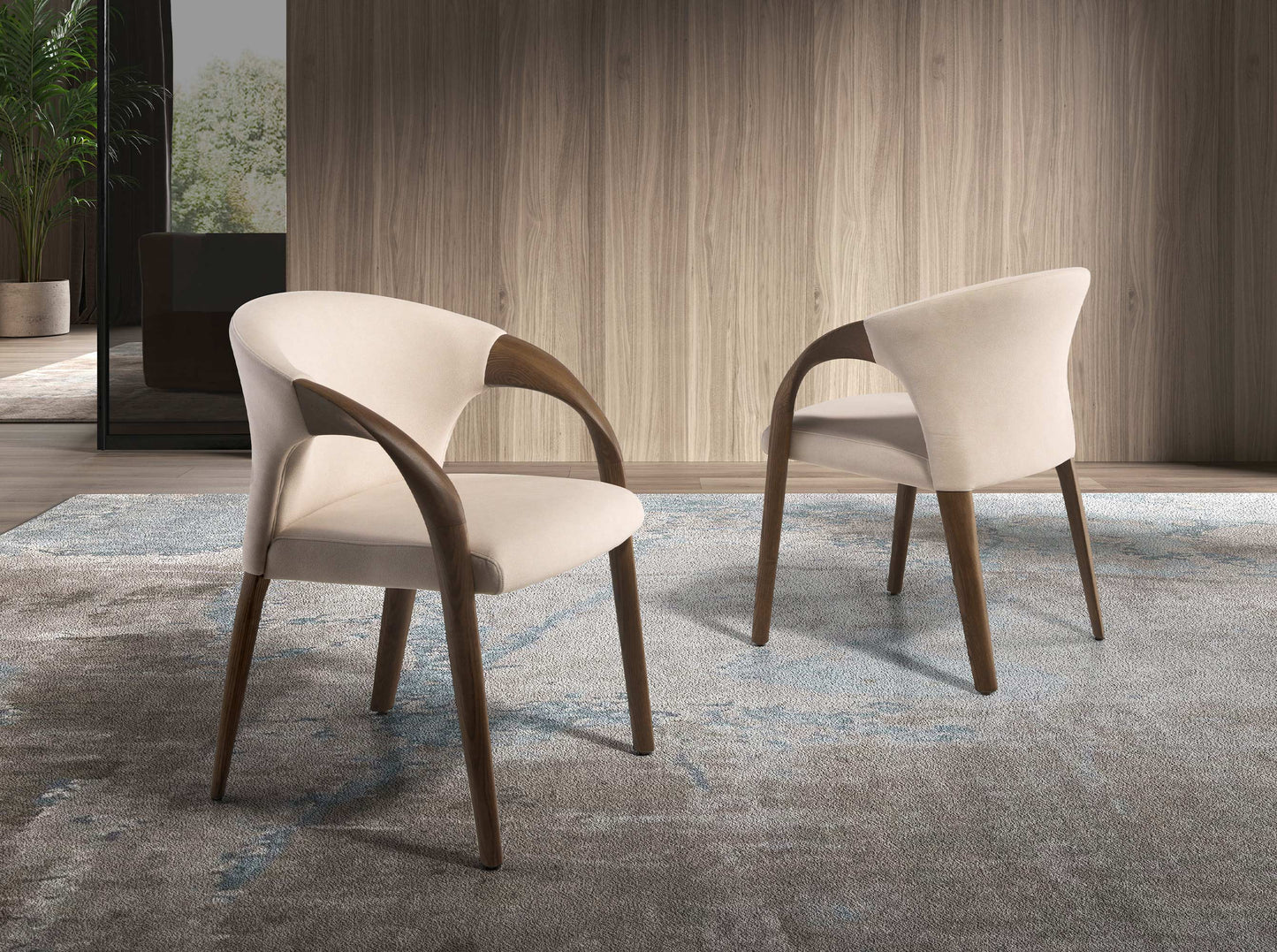 Chaise en velours crème
