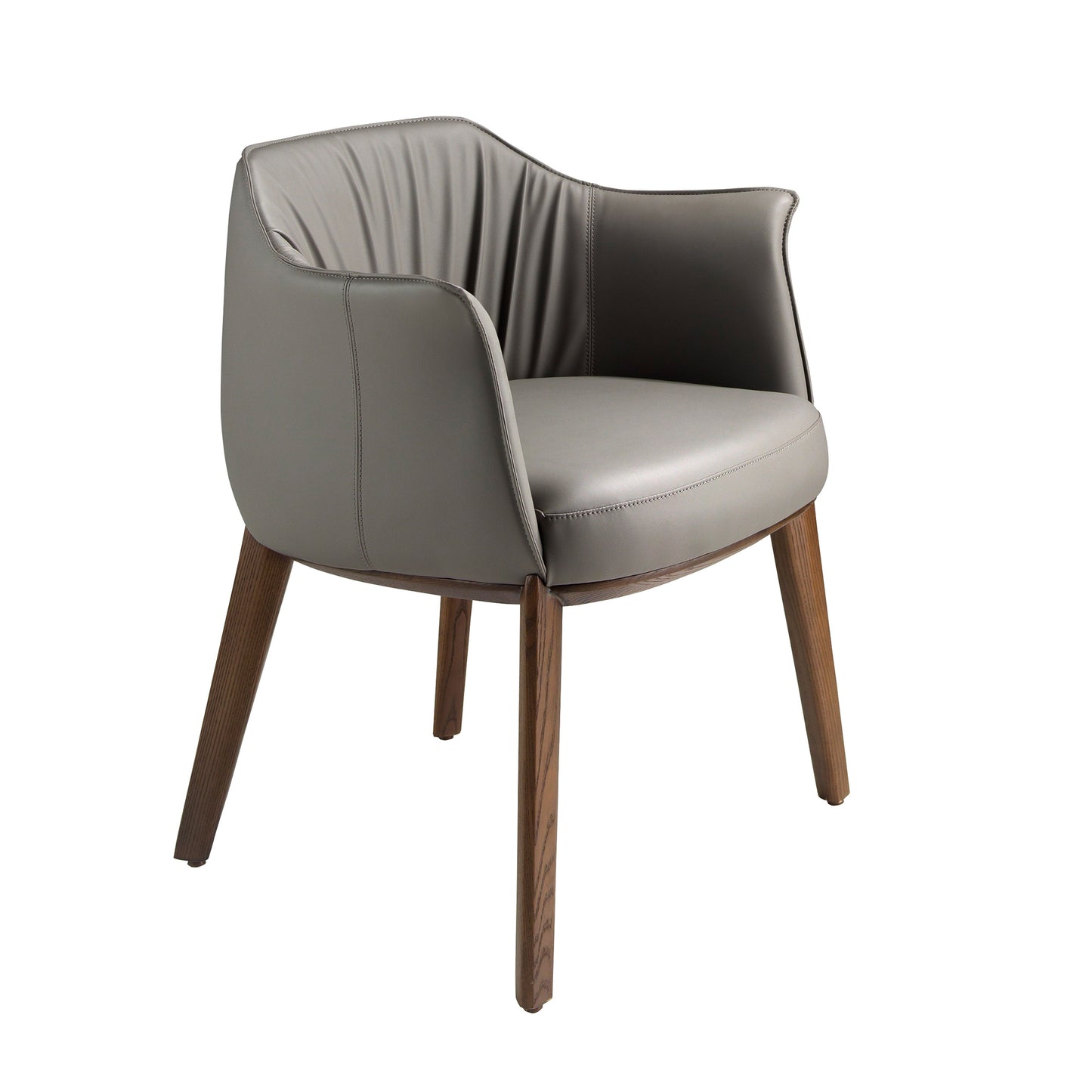 Chaise design en similicuir gris et pieds en bois noyer – Angel Cerdá 5152
