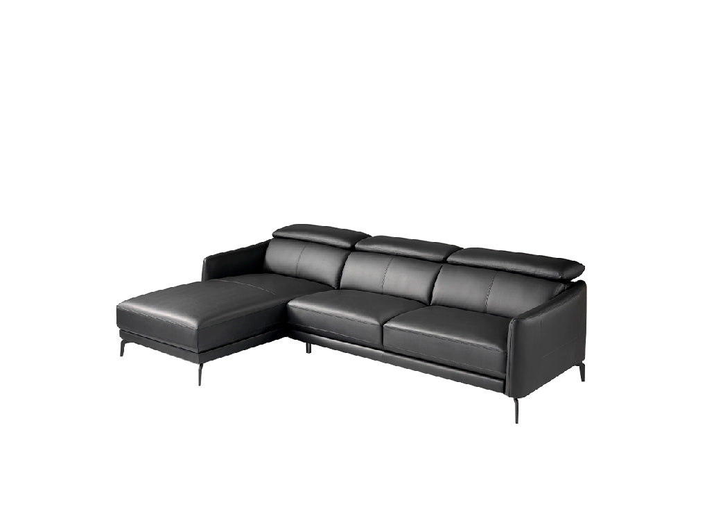 Canapé méridienne en cuir noir design – Angel Cerdá 6040