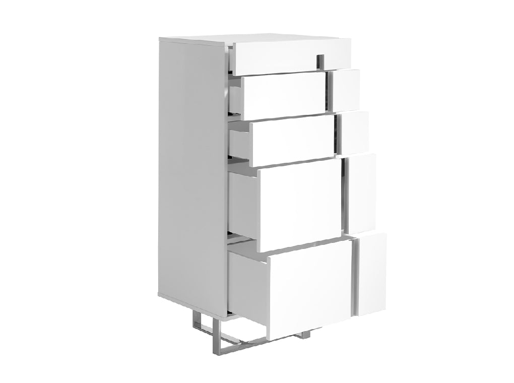 Chiffonnier en bois blanc et acier chromé 7018 Angel Cerdá