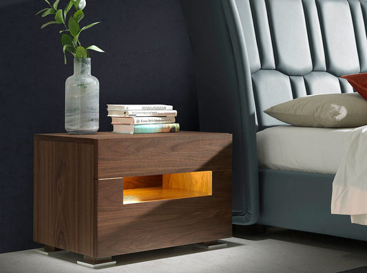Table de chevet en noyer avec éclairage modèle 7065 Angel Cerdá