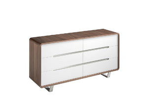 Commode en noyer avec tiroirs blancs et acier chromé 7106 Angel Cerdá