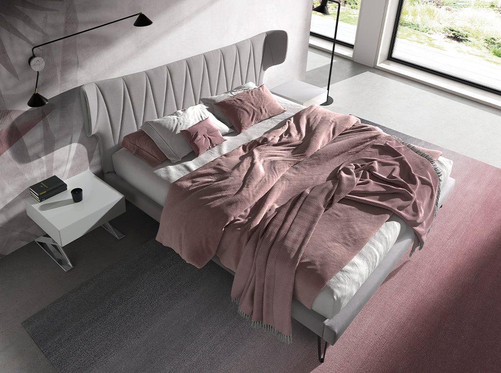 Lit en tissu gris clair 7160 Angel Cerdá