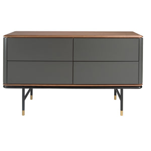 Commode en bois gris foncé mat, acier noir et plateau en noyer 7172 Angel Cerdá