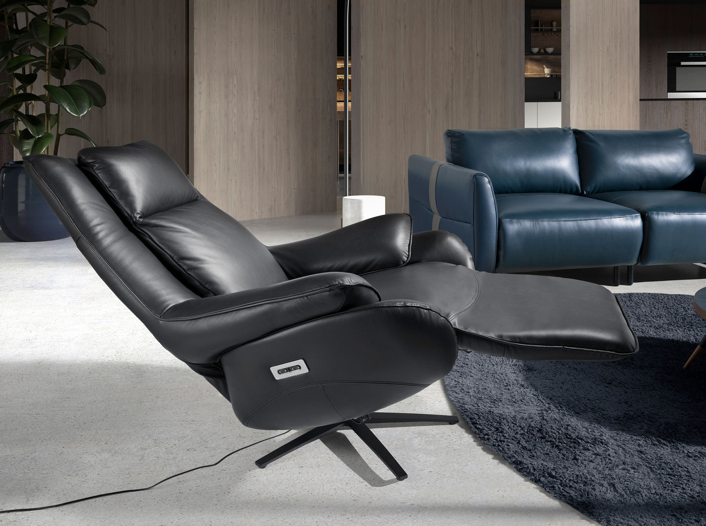 Fauteuil pivotant en cuir noir 5124 Angel Cerdá