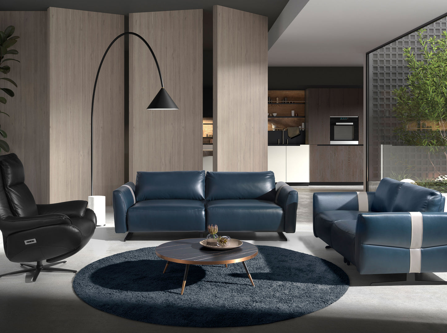 Fauteuil pivotant en cuir noir 5124 Angel Cerdá