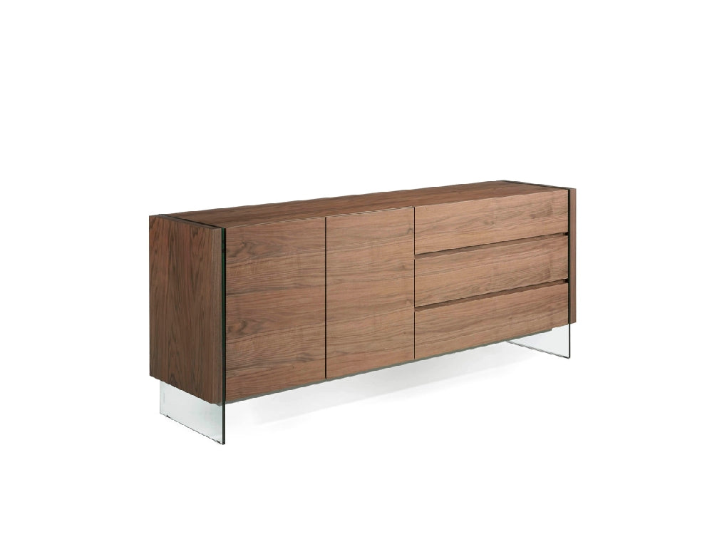 Buffet design en bois de noyer avec pieds en verre trempé – Angel Cerdá 3086