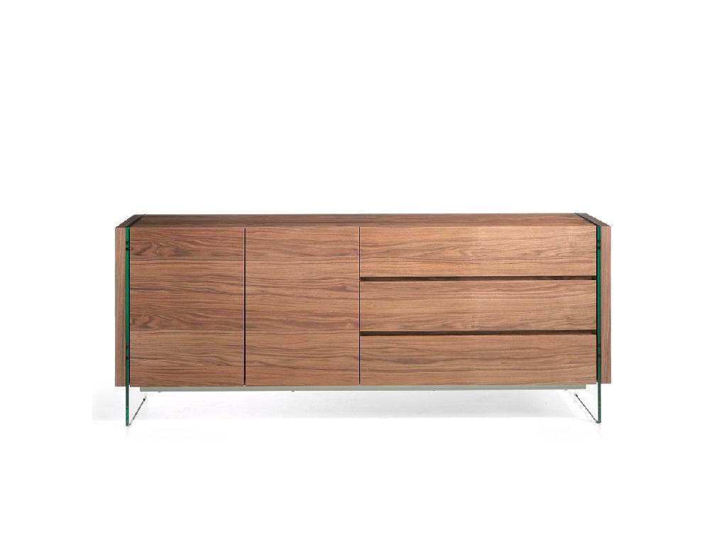 Buffet design en bois de noyer avec pieds en verre trempé – Angel Cerdá 3086