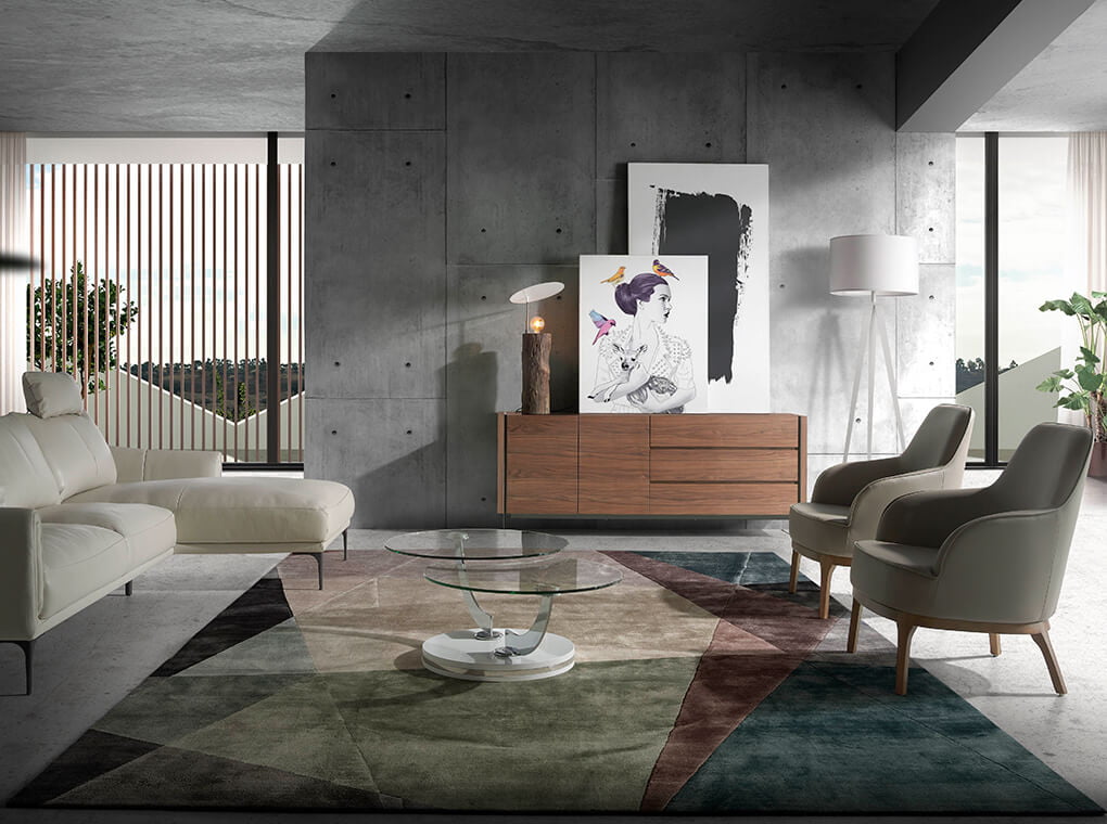 Buffet design en bois de noyer avec pieds en verre trempé – Angel Cerdá 3086
