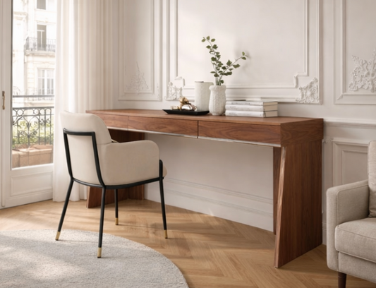 Bureau droit design en bois de noyer