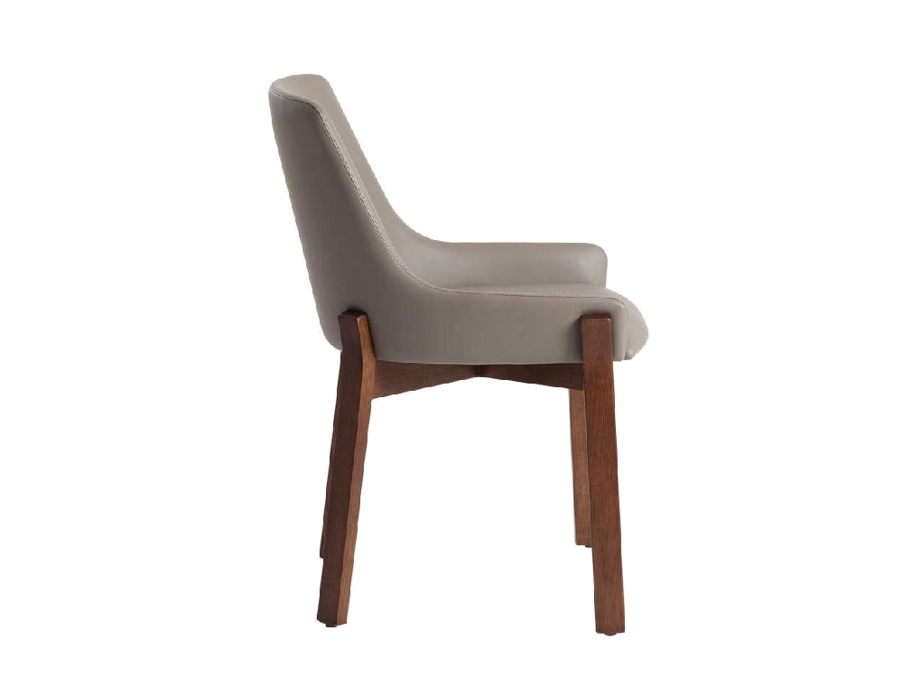 Chaise de salle à manger design en similicuir vison et bois de noyer – Angel Cerdá 4017
