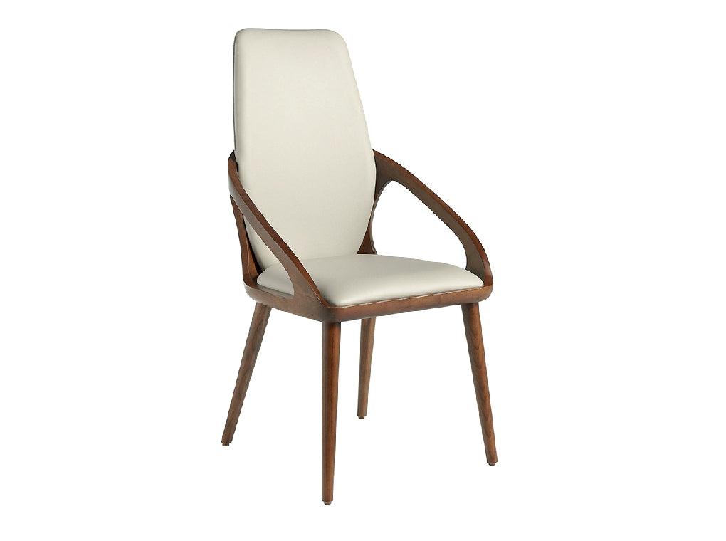Chaise de salle à manger rembourrée en similicuir avec pieds en bois noyer – Angel Cerdá 4066