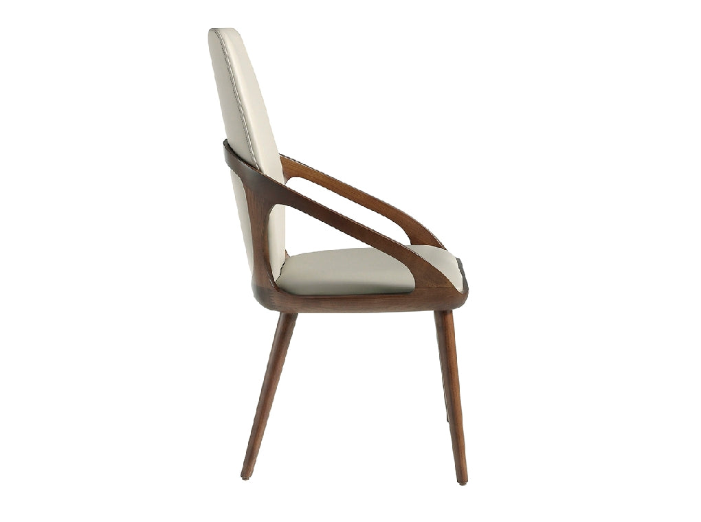 Chaise de salle à manger rembourrée en similicuir avec pieds en bois noyer – Angel Cerdá 4066