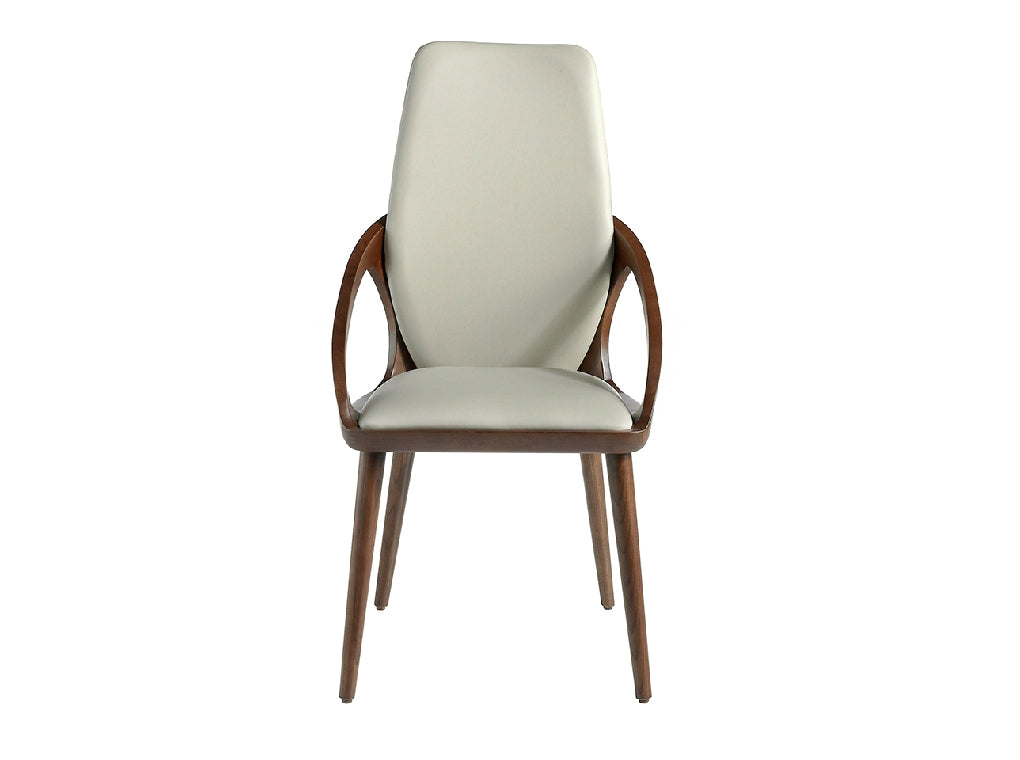 Chaise de salle à manger rembourrée en similicuir avec pieds en bois noyer – Angel Cerdá 4066