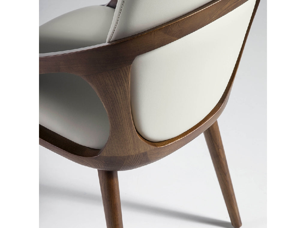 Chaise de salle à manger rembourrée en similicuir avec pieds en bois noyer – Angel Cerdá 4066