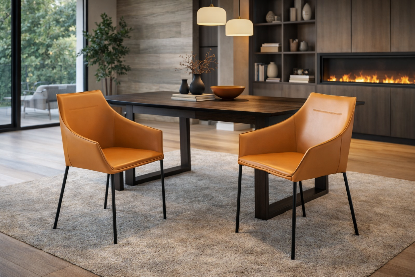 Chaise de salle à manger en cuir marron – Angel Cerdá 4144