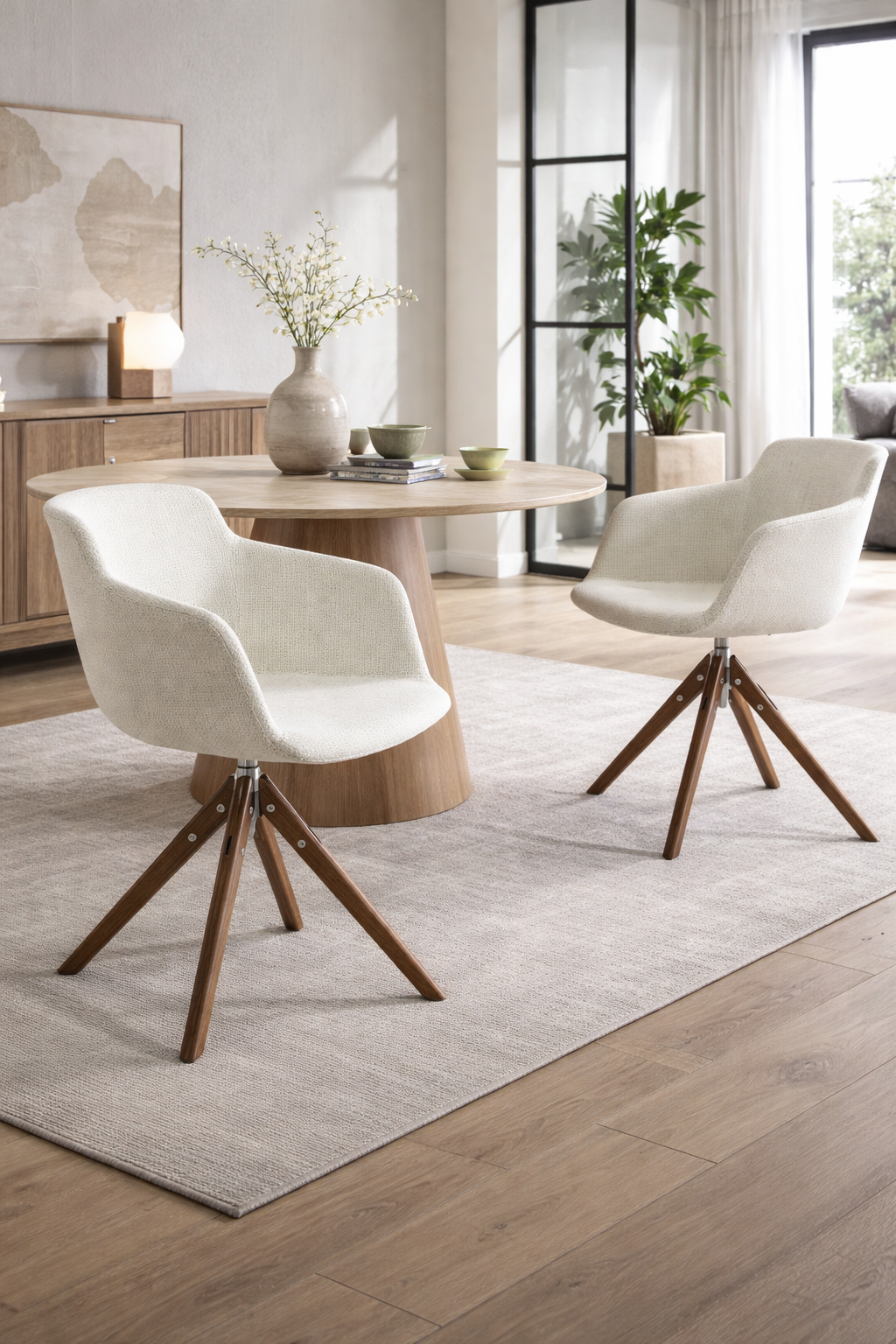 Chaise pivotante en tissu beige