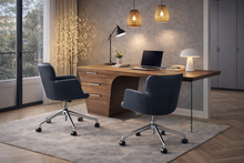 Charger l'image dans la visionneuse de la galerie, Chaise de bureau design en éco-cuir bleu marine
