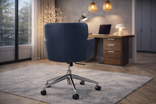 Charger l'image dans la visionneuse de la galerie, Chaise de bureau design en éco-cuir bleu marine
