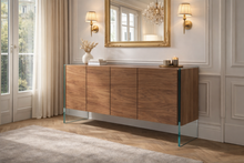 Charger l'image dans la visionneuse de la galerie, Buffet design en noyer et verre trempé
