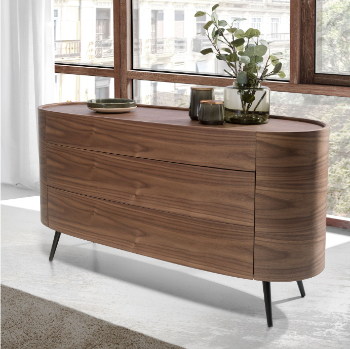 Commode Noyer et Acier Noir  7075 Angel Cerdá