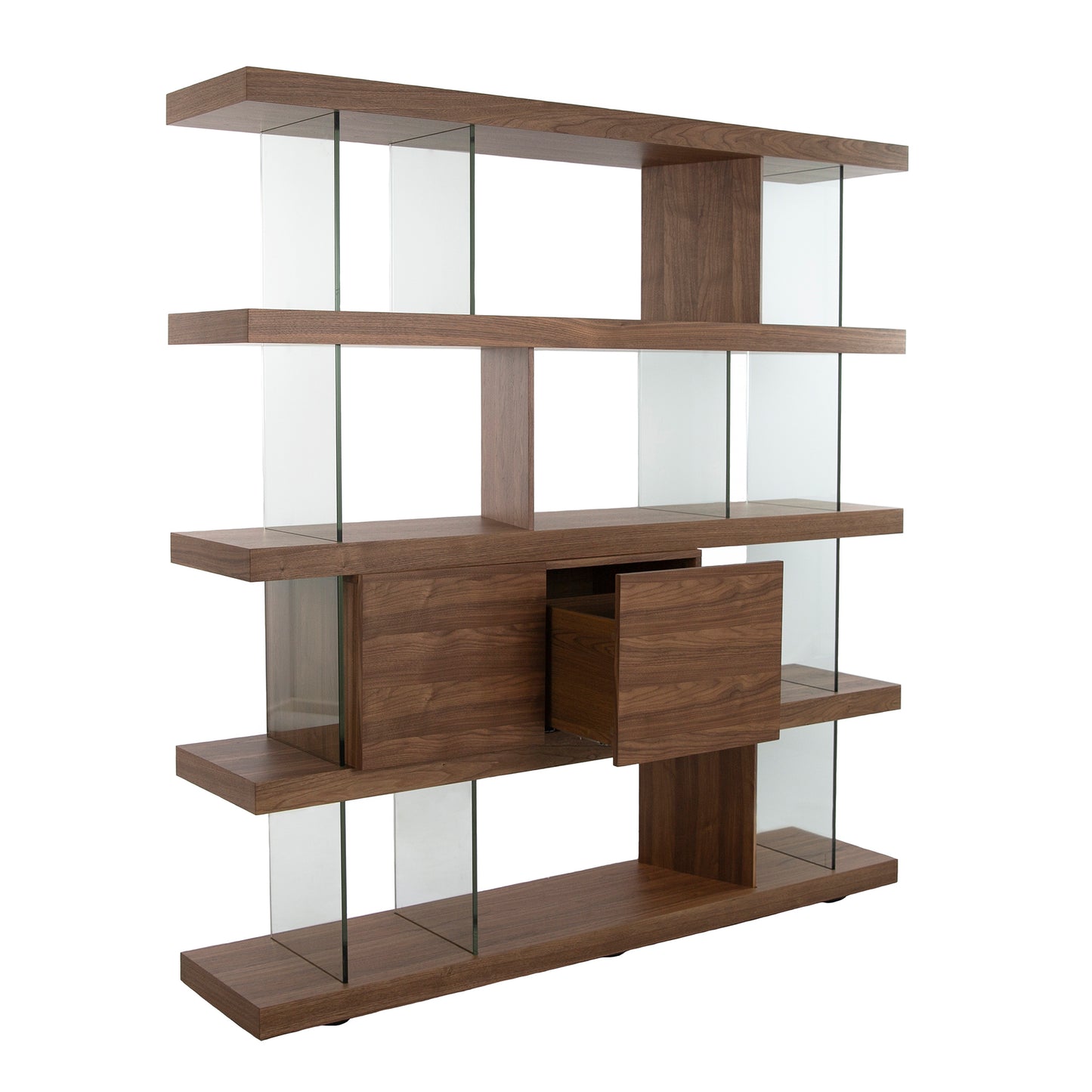 Étagère en bois couleur noyer et verre trempé Angel Cerda 3072