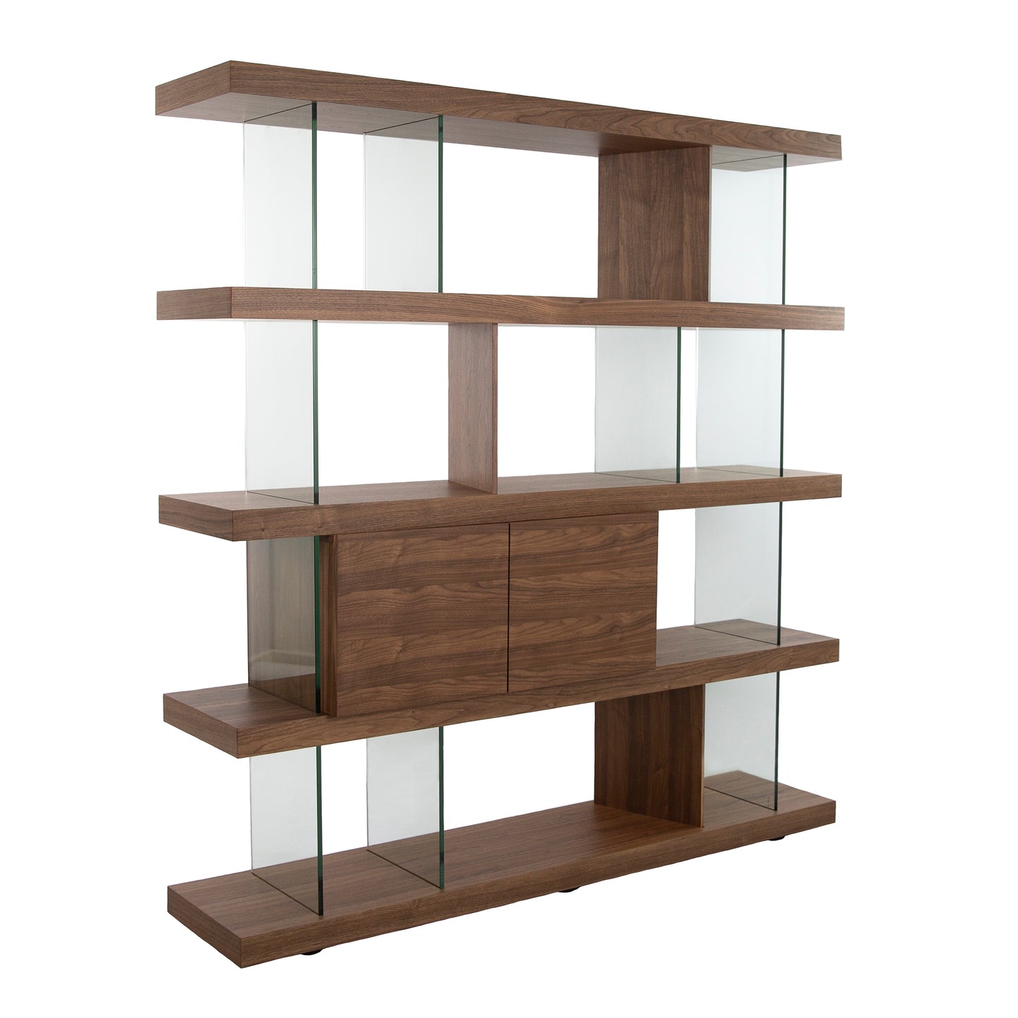 Étagère en bois couleur noyer et verre trempé Angel Cerda 3072