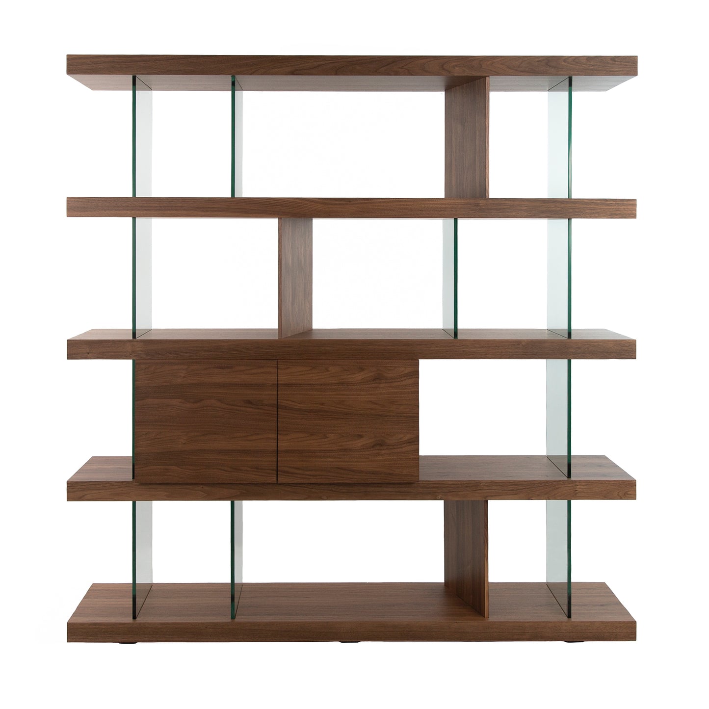 Étagère en bois couleur noyer et verre trempé Angel Cerda 3072
