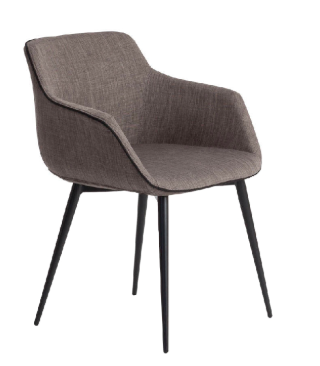 Chaise design capitonné en tissu gris et structure en acier noir – Angel Cerdá 4005