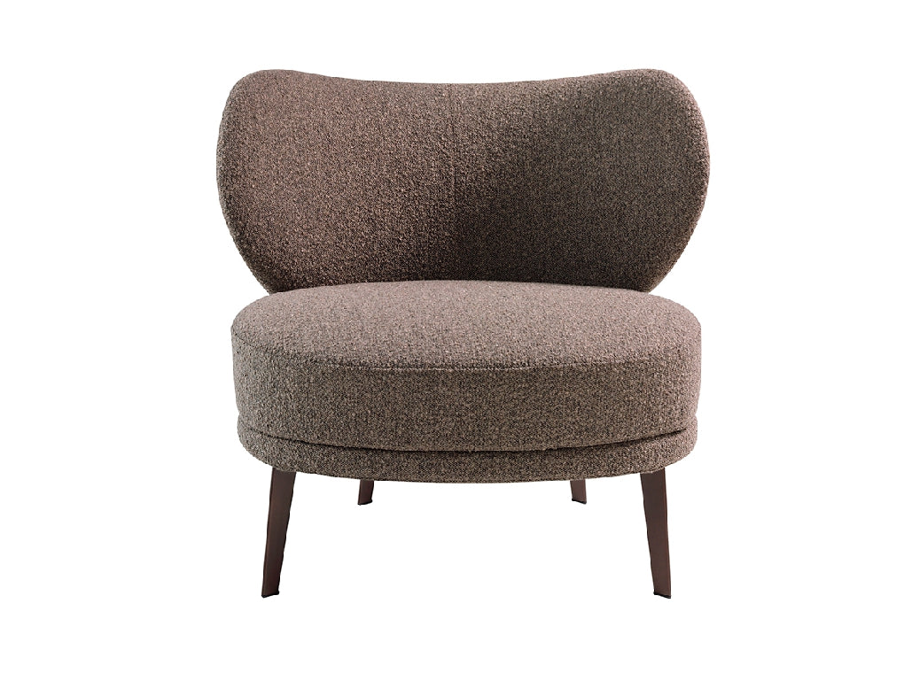 Fauteuil tapissé de tissu et de pieds en acier brun Angel Cerda 5079