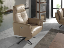 Charger l&#39;image dans la visionneuse de la galerie, Fauteuil Pivotant Relaxant en Cuir couleur sable Modèle 5086 par Angel Cerdá
