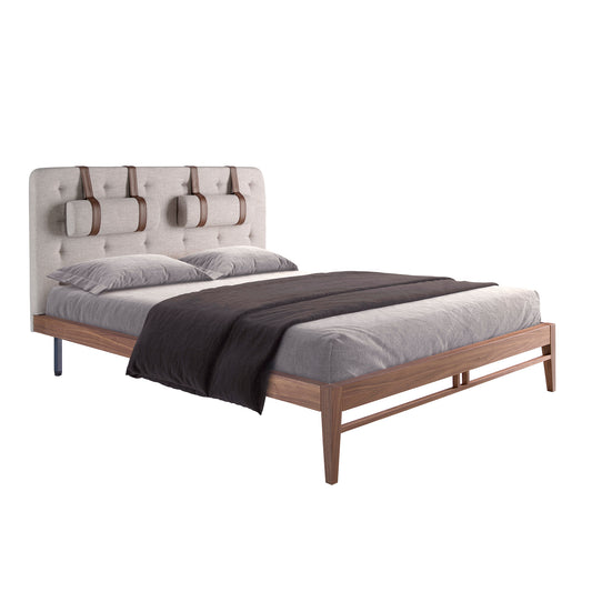 Lit double en tissu gris tufté, modèle 7179 par Angel Cerdá