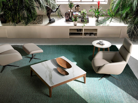 Table basse carrée bois cérusé blanc design 80x80cm | Salon