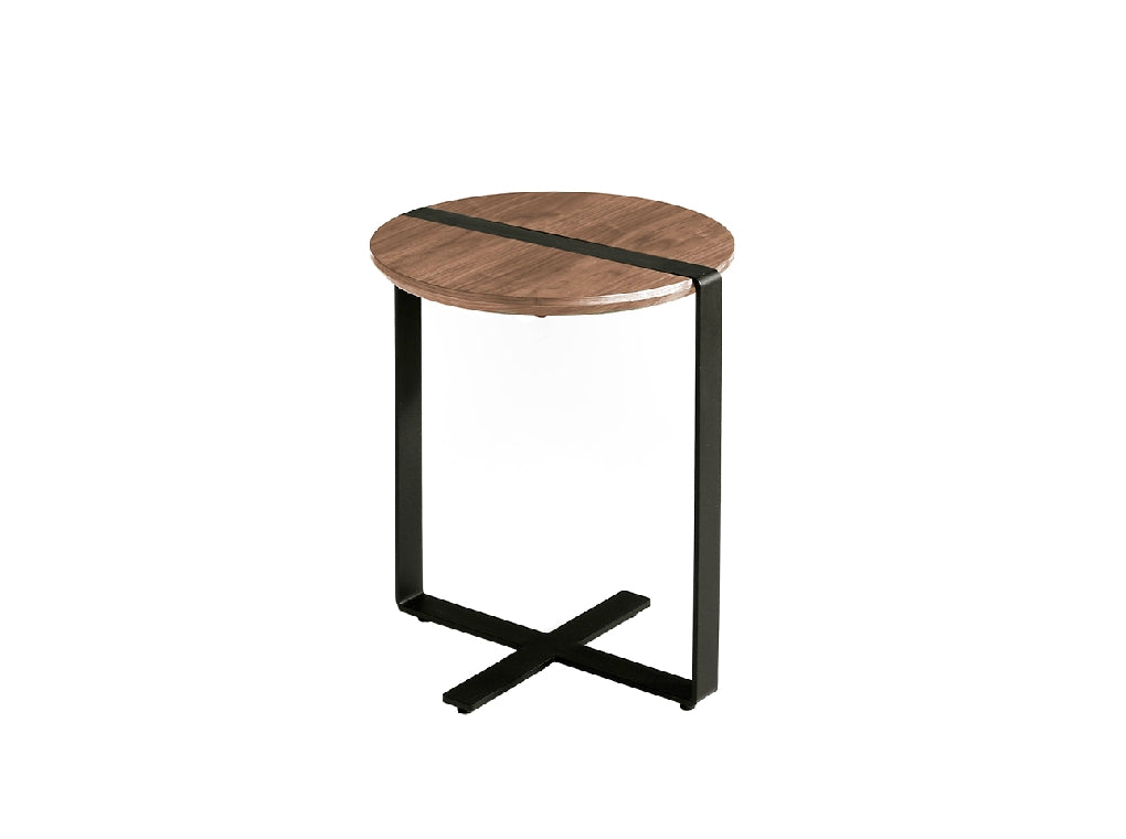 Table d'angle en bois de noyer et acier noir Angel Cerda 2054