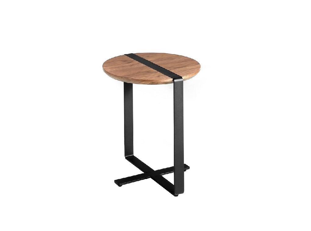 Table d'angle en bois de noyer et acier noir Angel Cerda 2054