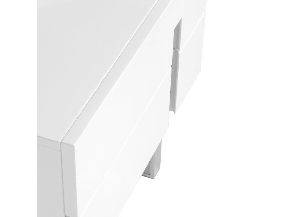 Table de chevet en bois blanc et acier chromé Angel Cerda 7003