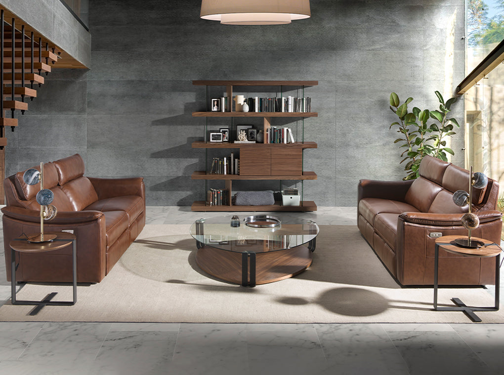 Table d'angle en bois de noyer et acier noir Angel Cerda 2054