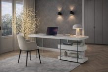 Charger l'image dans la visionneuse de la galerie, Bureau blanc en verre au style design pour bureau ou home office
