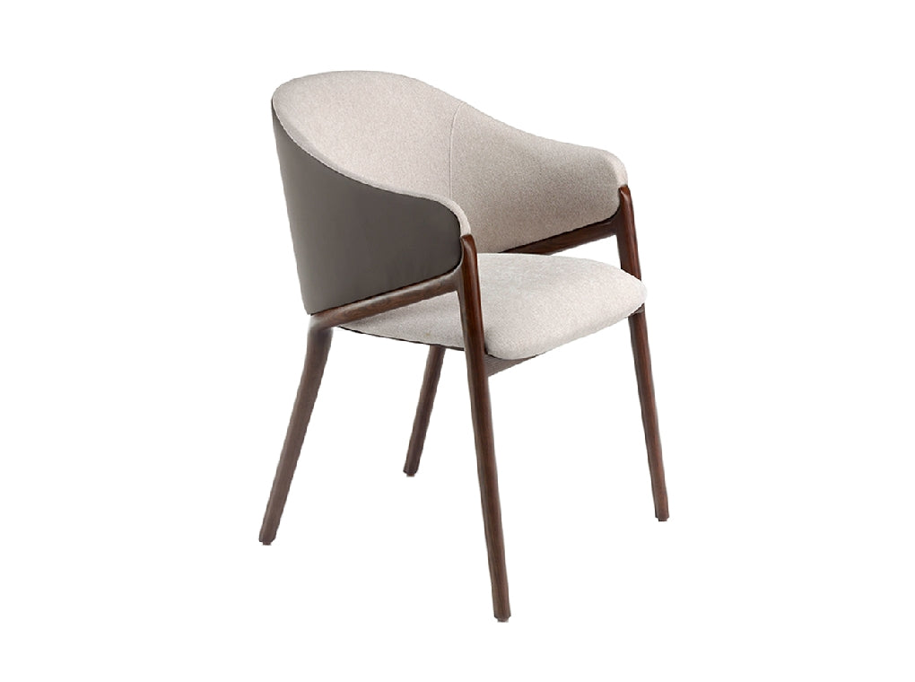 Chaise de salle à manger design en tissu beige & similicuir